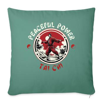 Tai Chi Taijiquan Pouvoir Paisible Tai Chi Chuan - Housse de coussin décorative 45 x 45 cm - vert sapin - Devant
