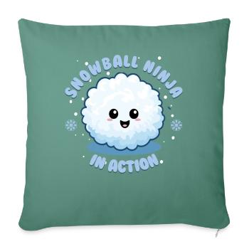 Snowball Fight - Snowball Ninja en action - Housse de coussin décorative 45 x 45 cm - vert sapin - Devant