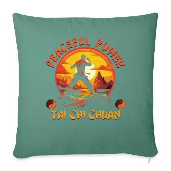 Tai Chi Taijiquan Pouvoir Paisible Tai Chi Chuan - Housse de coussin décorative 45 x 45 cm - vert sapin - Devant