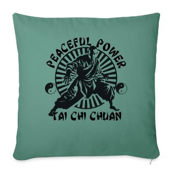 Tai Chi Taijiquan Pouvoir Paisible Tai Chi Chuan - Housse de coussin décorative 45 x 45 cm - vert sapin - Devant