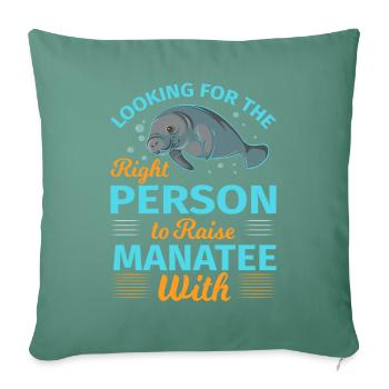 La bonne personne pour élever un lamantin Mignon lamantin de mer - Housse de coussin décorative 45 x 45 cm - vert sapin - Devant