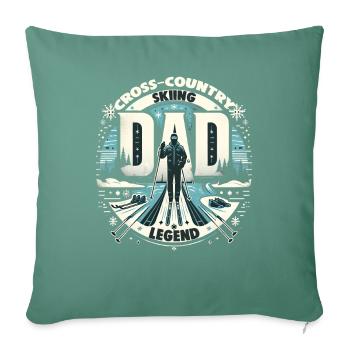 Fête des pères PAPA la légende du ski de fond Papa - Housse de coussin décorative 45 x 45 cm - vert sapin - Devant