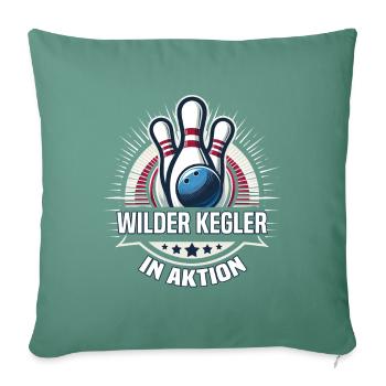 Quilleur sauvage en action Kegel Kegelverein Design - Housse de coussin décorative 45 x 45 cm - vert sapin - Devant