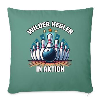 Wild Bowler en action Skittles Bowling Club Design - Housse de coussin décorative 45 x 45 cm - vert sapin - Devant