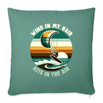 Kitesurf Du vent dans mes cheveux cerf-volant dans les airs - Housse de coussin décorative 45 x 45 cm - vert sapin - Devant