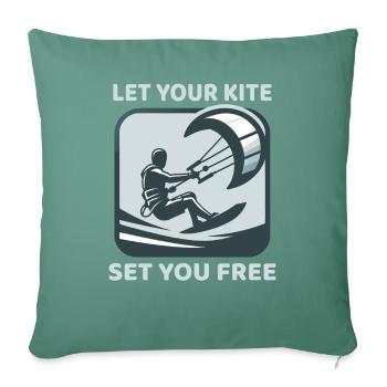 Kitesurf Laissez votre cerf-volant vous libérer Kitesurfeur - Housse de coussin décorative 45 x 45 cm - vert sapin - Devant