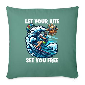 Kitesurf Laissez votre cerf-volant vous libérer Kitesurfeur - Housse de coussin décorative 45 x 45 cm - vert sapin - Devant