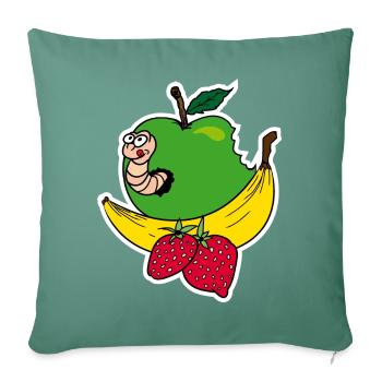 Happy Worm - loving fruits - Sofa pillowcase 17,3'' x 17,3'' (45 x 45 cm) - cypress green - Front