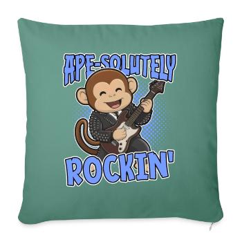 Ape-Solutely Rockin' : Funny Monkey avec guitare - Housse de coussin décorative 45 x 45 cm - vert sapin - Devant