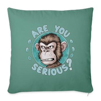 T’es sérieux? Singe drôle - Housse de coussin décorative 45 x 45 cm - vert sapin - Devant