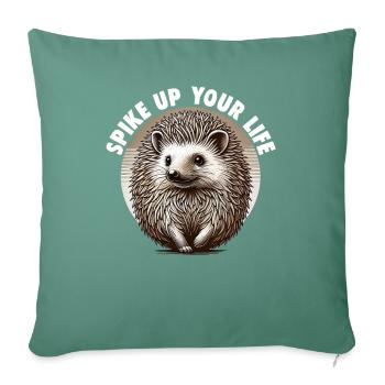 Mignon Hérisson Amoureux Drôle Hérisson Drôle Hérisson Mignon - Housse de coussin décorative 45 x 45 cm - vert sapin - Devant