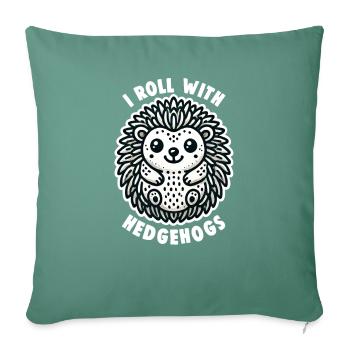 Mignon Hérisson Amoureux Drôle Hérisson Drôle Hérisson Mignon - Housse de coussin décorative 45 x 45 cm - vert sapin - Devant