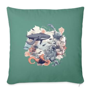 Creatures of the sea - Sofa pillowcase 17,3'' x 17,3'' (45 x 45 cm) - cypress green - Front