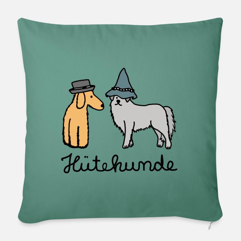 Huetehunde Hütehund Hunde mit Hut - Sofakissenbezug 45 x 45 cm - Tanngrün