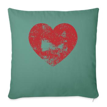 Grand style de grunge coeur rouge - Housse de coussin décorative 45 x 45 cm - vert sapin - Devant