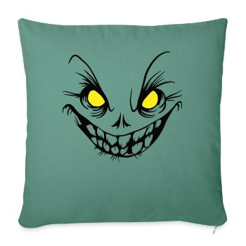 Gruseliges Kürbis Monster Gesicht Jack O - Sofakissenbezug 45 x 45 cm - Tanngrün - Vorne
