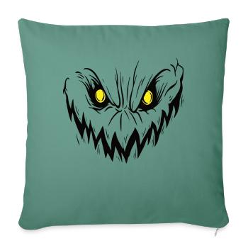 Horror Kürbis Monster Gesicht Halloween - Sofakissenbezug 45 x 45 cm - Tanngrün - Vorne