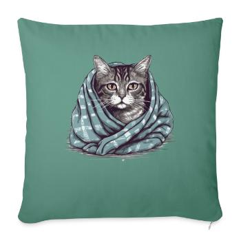 Katze in einer Decke - Sofakissenbezug 45 x 45 cm - Tanngrün - Vorne