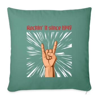 Rockin it depuis 1947 Heavy Metal Birthday Greeting - Housse de coussin décorative 45 x 45 cm - vert sapin - Devant
