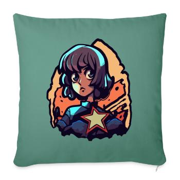 La fille héroïque de l’anime - Housse de coussin décorative 45 x 45 cm - vert sapin - Devant