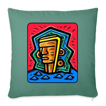 Abstract Colorful Tiki - Sofa pillowcase 17,3'' x 17,3'' (45 x 45 cm) - cypress green - Front