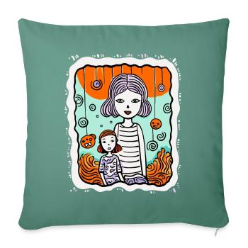 Is this art of mother and daughter? - Sofa pillowcase 17,3'' x 17,3'' (45 x 45 cm) - cypress green - Front