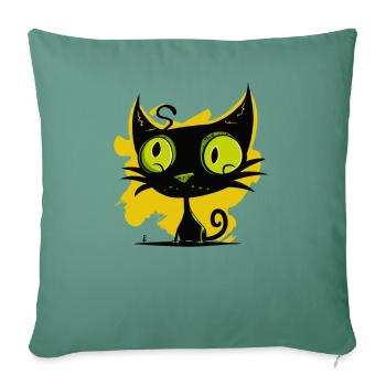 Modern Art: Black and Green Cat - Sofa pillowcase 17,3'' x 17,3'' (45 x 45 cm) - cypress green - Front