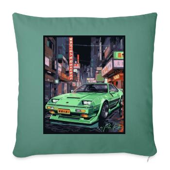 Japanisch Auto: Bosozoku Sportwagen Osaka JDM - Sofakissenbezug 45 x 45 cm - Tanngrün - Vorne