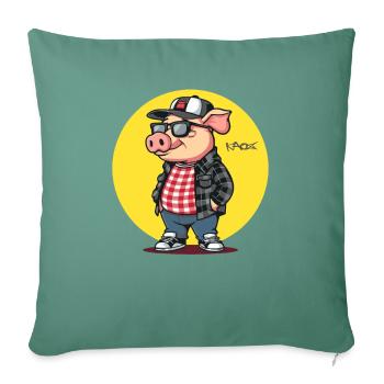 Cool Friday dans un style décontracté : Pig - Housse de coussin décorative 45 x 45 cm - vert sapin - Devant