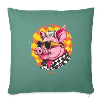 Cool Sunglasses Pig - Sofa pillowcase 17,3'' x 17,3'' (45 x 45 cm) - cypress green - Front