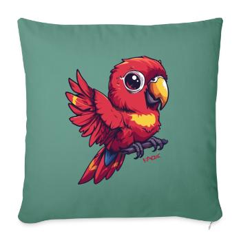 Perroquet super mignon - Housse de coussin décorative 45 x 45 cm - vert sapin - Devant