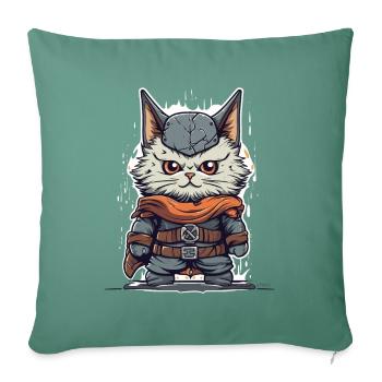 Un chaton viking mignon - Housse de coussin décorative 45 x 45 cm - vert sapin - Devant