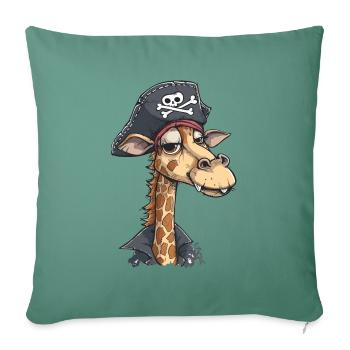 Très amusant : Girafe pirate souriante - Housse de coussin décorative 45 x 45 cm - vert sapin - Devant