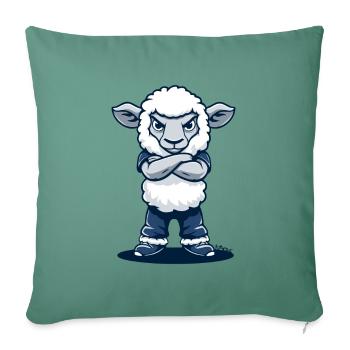 Le drôle de mouton provocateur en pantalon bleu - Housse de coussin décorative 45 x 45 cm - vert sapin - Devant