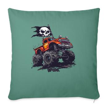 A monster truck with a pirate flag - Sofa pillowcase 17,3'' x 17,3'' (45 x 45 cm) - cypress green - Front