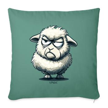 An annoyed cartoon sheep - Sofa pillowcase 17,3'' x 17,3'' (45 x 45 cm) - cypress green - Front
