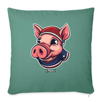 A patriotic sports pig - Sofa pillowcase 17,3'' x 17,3'' (45 x 45 cm) - cypress green - Front