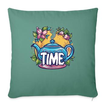 Cette théière dit que c'est l'heure du thé - Housse de coussin décorative 45 x 45 cm - vert sapin - Devant