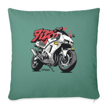 Super Cool Anime Japonais Racing Moto - Housse de coussin décorative 45 x 45 cm - vert sapin - Devant