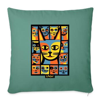 Colorful Pop Art Chaos Kitten Cats - Sofa pillowcase 17,3'' x 17,3'' (45 x 45 cm) - cypress green - Front