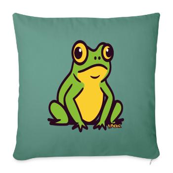 Une grosse petite grenouille verte - Housse de coussin décorative 45 x 45 cm - vert sapin - Devant