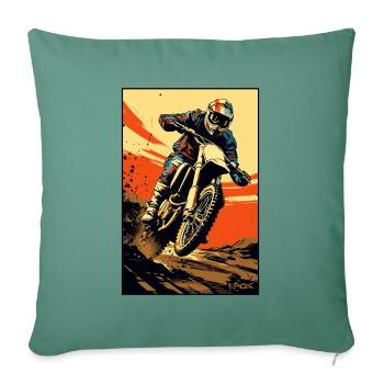 Motorcycle Illustration Motocross - Sofa pillowcase 17,3'' x 17,3'' (45 x 45 cm) - cypress green - Front