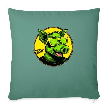 Le cochon le plus cool, yo - Housse de coussin décorative 45 x 45 cm - vert sapin - Devant
