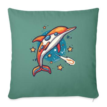 Super funky funky dolphin outer space - Sofa pillowcase 17,3'' x 17,3'' (45 x 45 cm) - cypress green - Front