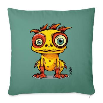 Fantasy Cartoon Monster Creature - Sofa pillowcase 17,3'' x 17,3'' (45 x 45 cm) - cypress green - Front
