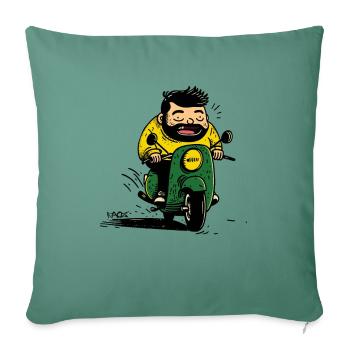 Buddy, le roi de la trottinette, motard - Housse de coussin décorative 45 x 45 cm - vert sapin - Devant