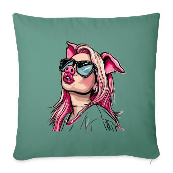Superstar and cool influencer pig girl - Sofa pillowcase 17,3'' x 17,3'' (45 x 45 cm) - cypress green - Front