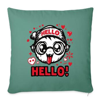 Le drôle de garçon bizarre bonjour-bonjour - Housse de coussin décorative 45 x 45 cm - vert sapin - Devant