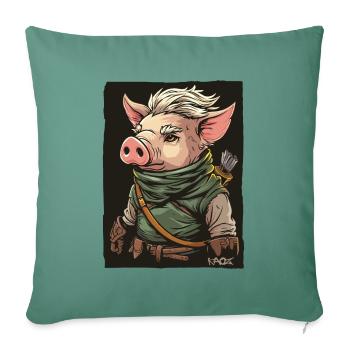 Robin Pig, Hero of the People - Sofa pillowcase 17,3'' x 17,3'' (45 x 45 cm) - cypress green - Front