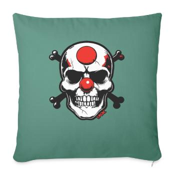 Nez de clown rouge, crâne et os - Housse de coussin décorative 45 x 45 cm - vert sapin - Devant